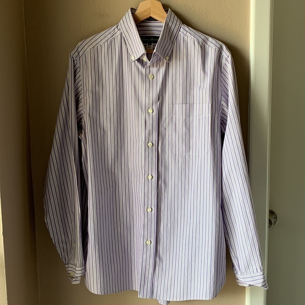 EDDIE BAUER Wrinkle Resistant Relaxed Fit Long Sleeve Striped Button Down Shirt - Picture 2 of 7